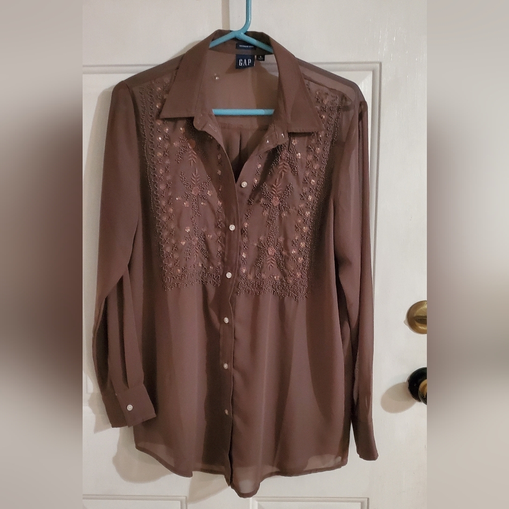 NWOT GAP Beaded Boyfriend Shirt